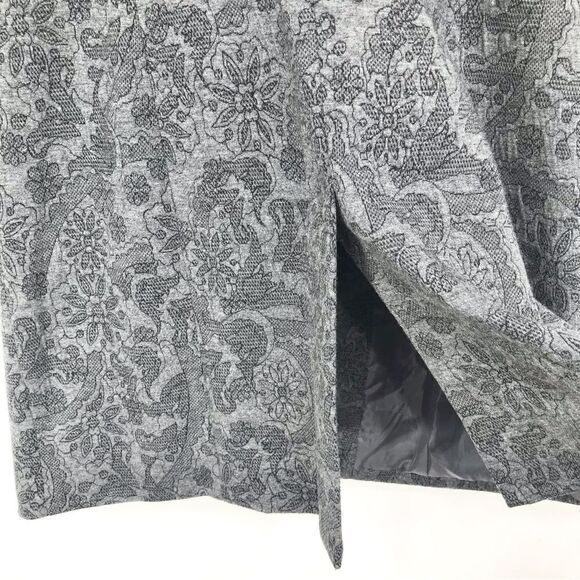 Coldwater Creek Gray Floral Pattern Velvet Trim Long Statement Blazer Jacket - Picture 13 of 16